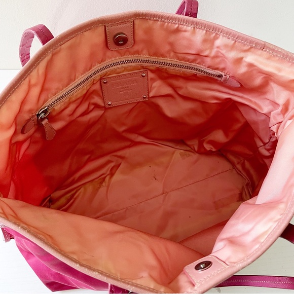 Prada pink Tessuto nylon and leather shoulder tote bag - Picture 10 of 14